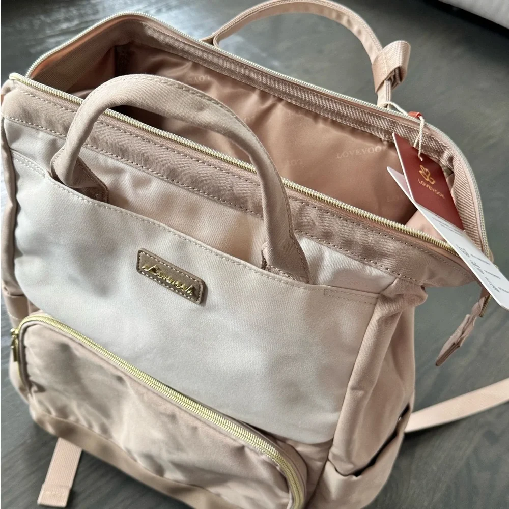 (NEW)Love Blush & Cream Two-Tone Laptop Backpack
